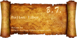 Baltes Tibor névjegykártya